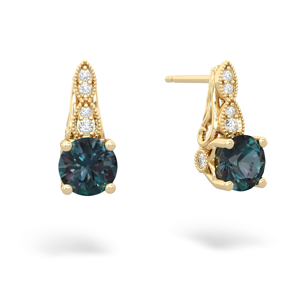 Alexandrite Antique Elegance 14K Yellow Gold earrings E3100