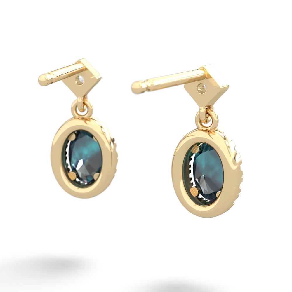 Alexandrite Antique-Style Halo 14K Yellow Gold earrings E5720