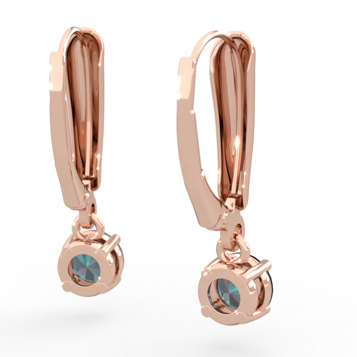 Alexandrite 5Mm Round Lever Back 14K Rose Gold earrings E2785