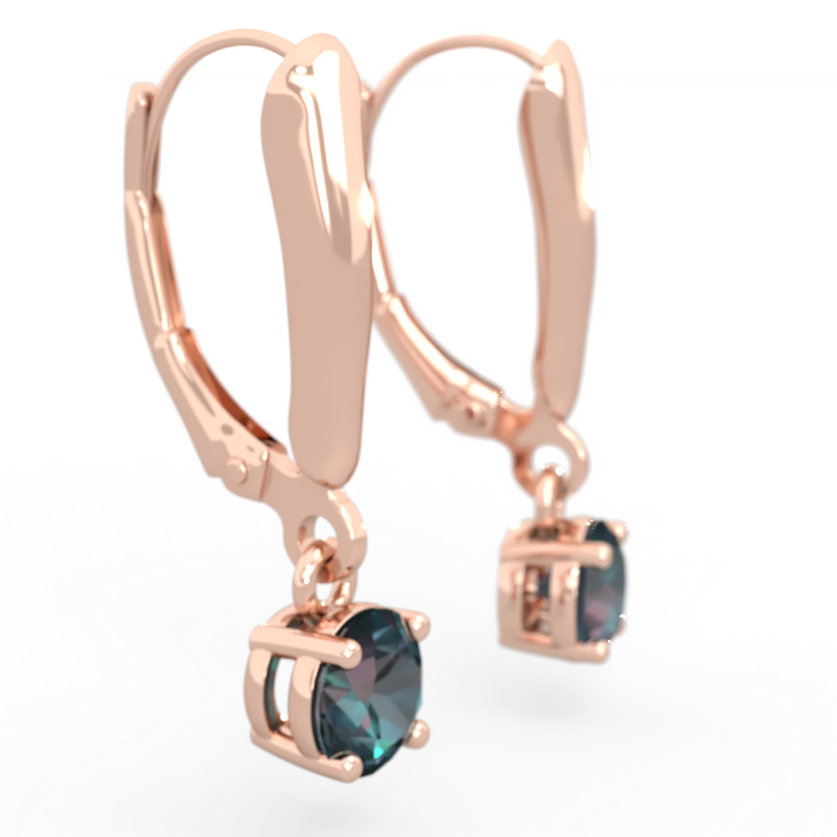 Alexandrite 5Mm Round Lever Back 14K Rose Gold earrings E2785