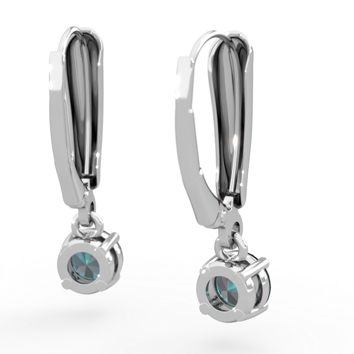 Alexandrite 5Mm Round Lever Back 14K White Gold earrings E2785