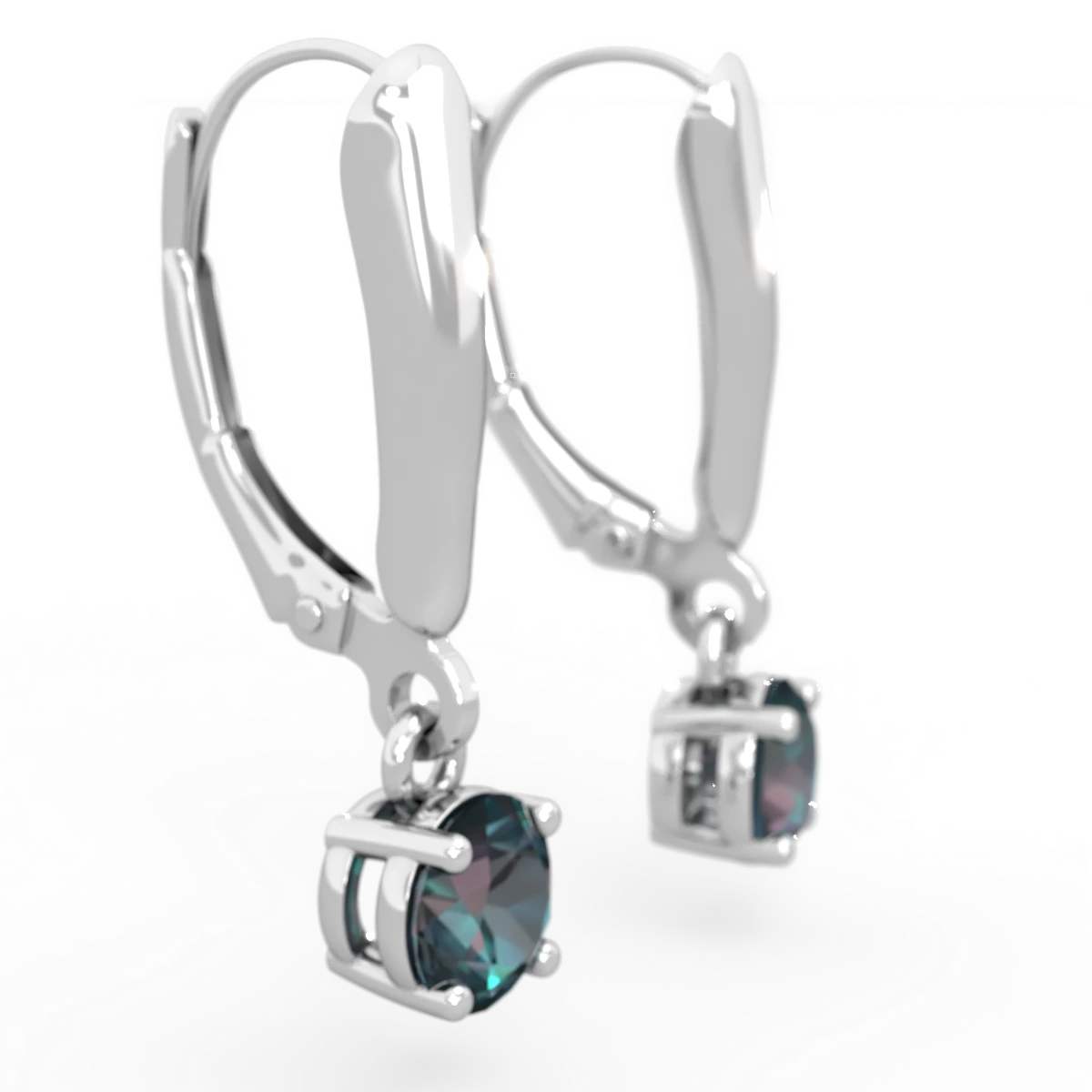 Alexandrite 5Mm Round Lever Back 14K White Gold earrings E2785