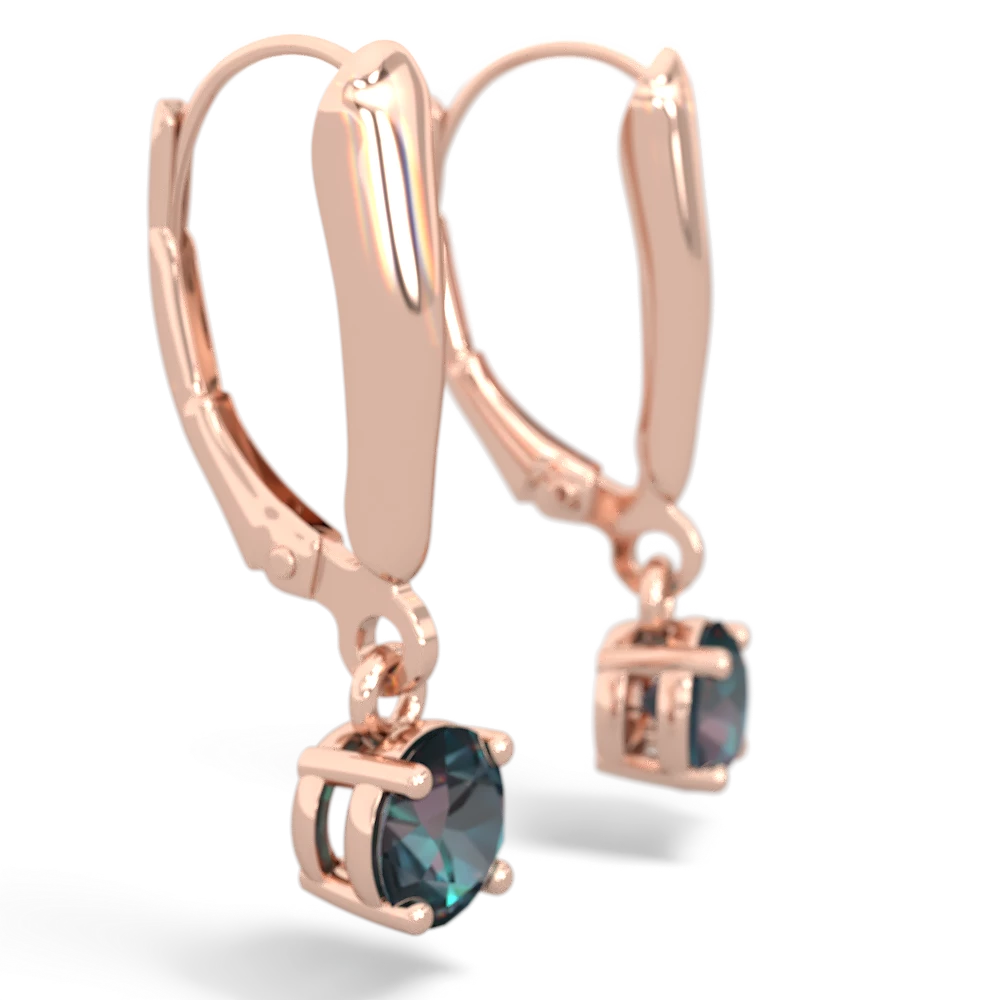 Alexandrite 5Mm Round Lever Back 14K Rose Gold earrings E2785