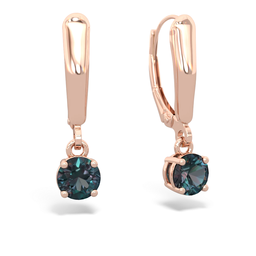 Alexandrite 5Mm Round Lever Back 14K Rose Gold earrings E2785