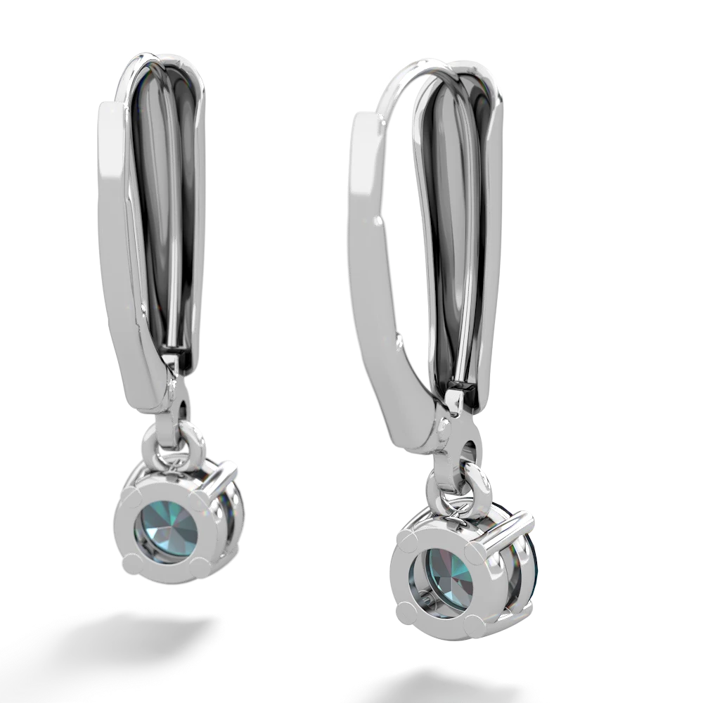 Alexandrite 5Mm Round Lever Back 14K White Gold earrings E2785