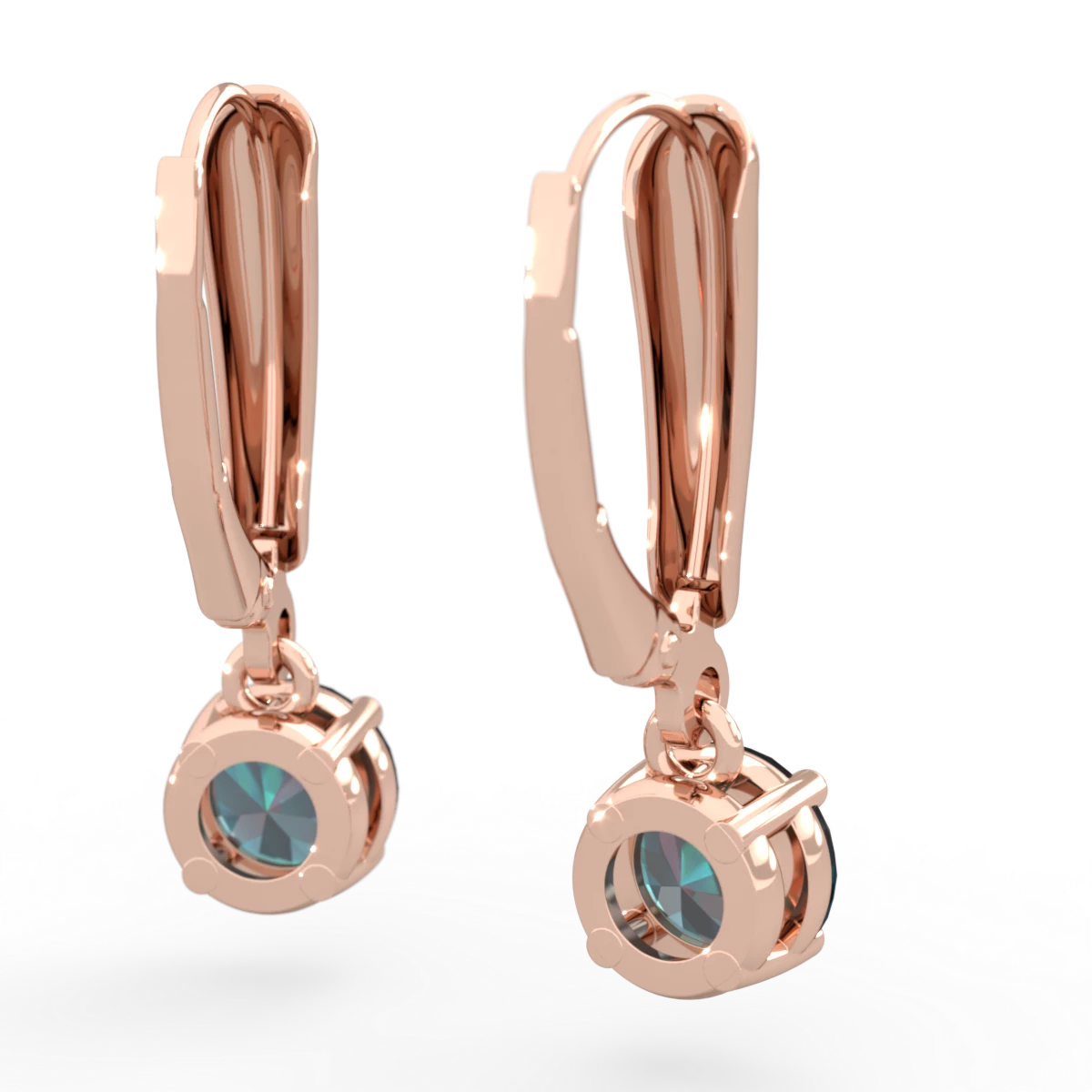 Alexandrite 6Mm  Round Lever Back 14K Rose Gold earrings E2786