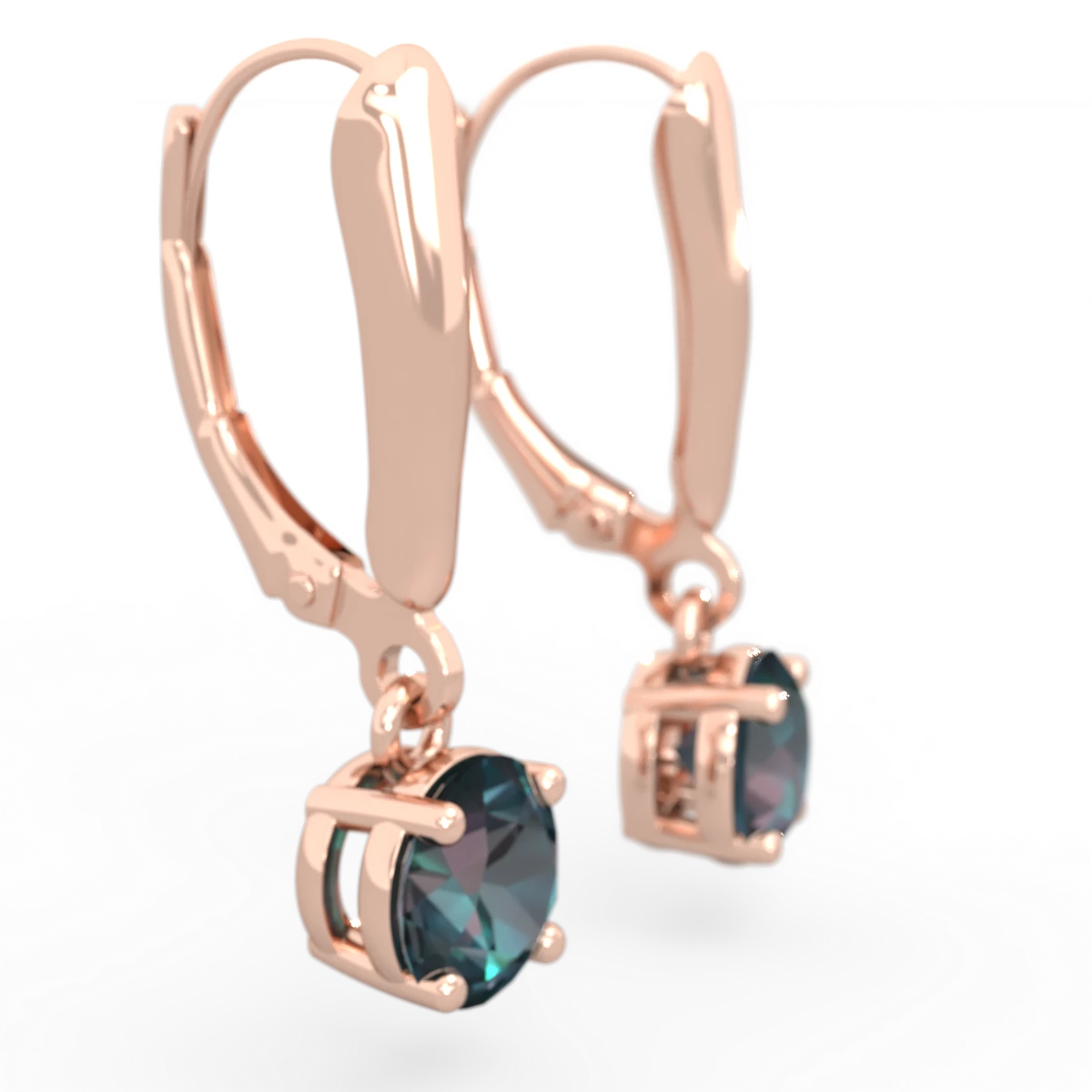 Alexandrite 6Mm  Round Lever Back 14K Rose Gold earrings E2786