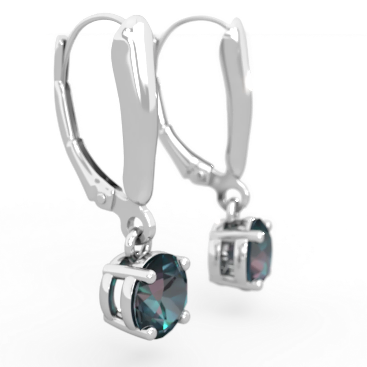 Alexandrite 6Mm  Round Lever Back 14K White Gold earrings E2786