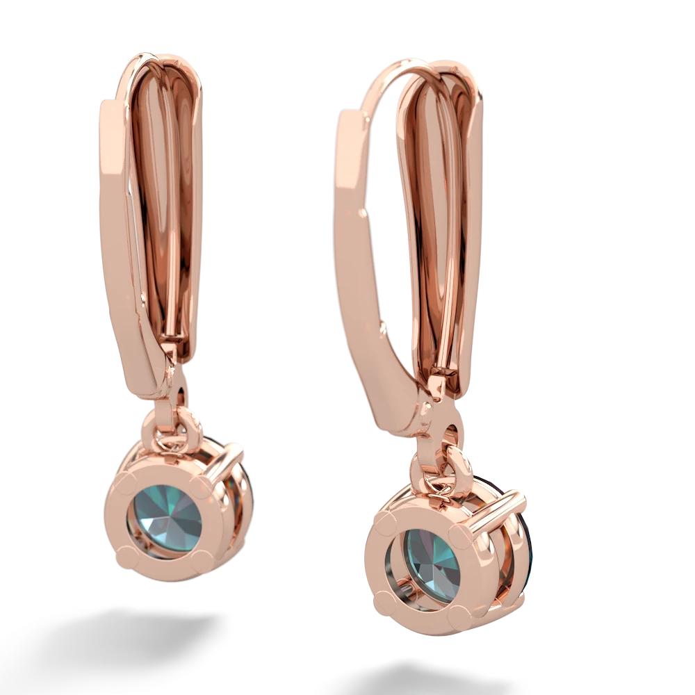 Alexandrite 6Mm  Round Lever Back 14K Rose Gold earrings E2786