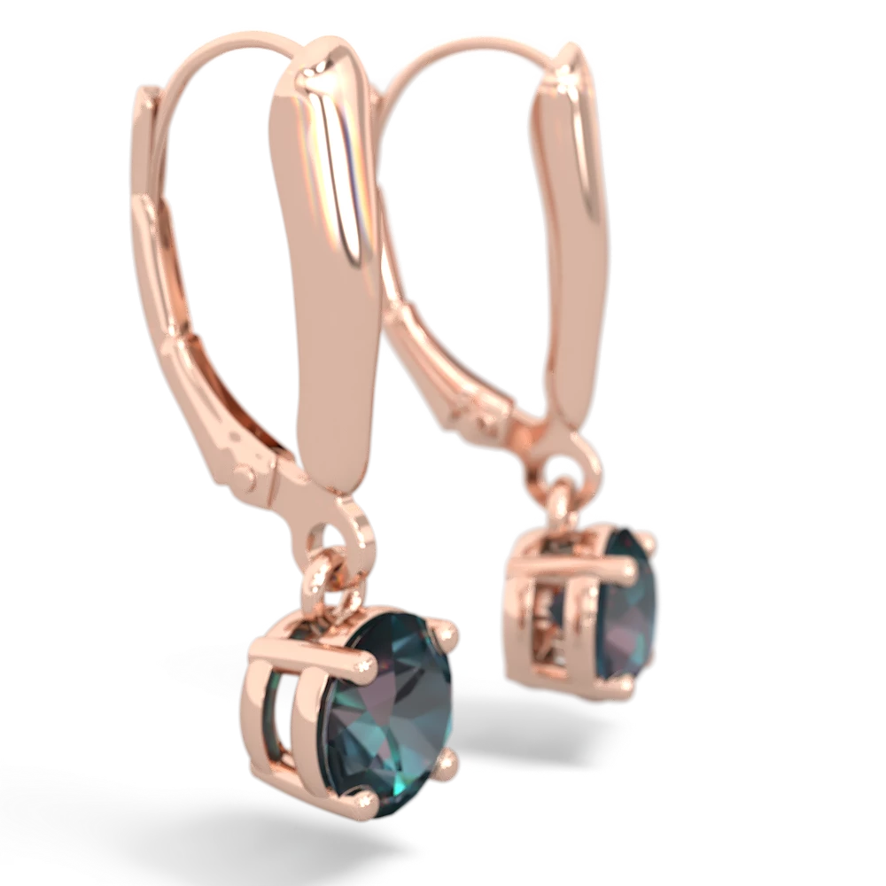 Alexandrite 6Mm  Round Lever Back 14K Rose Gold earrings E2786