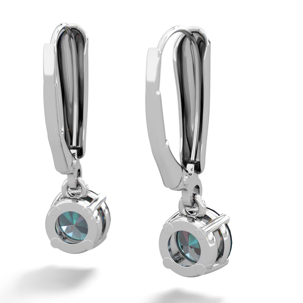 Alexandrite 6Mm  Round Lever Back 14K White Gold earrings E2786