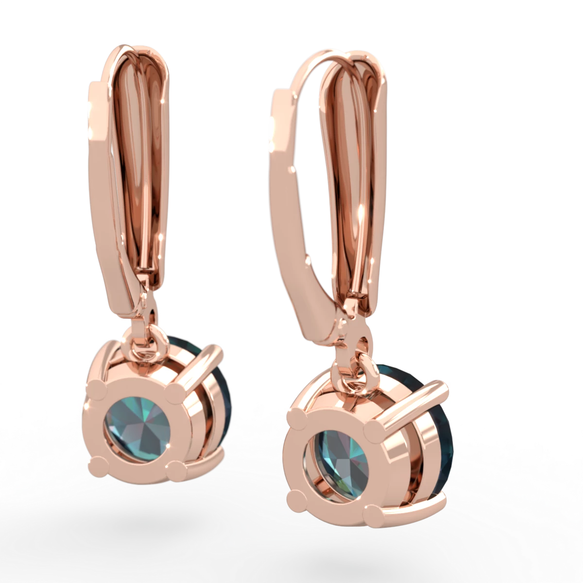 Alexandrite 8Mm  Round Lever Back 14K Rose Gold earrings E2788