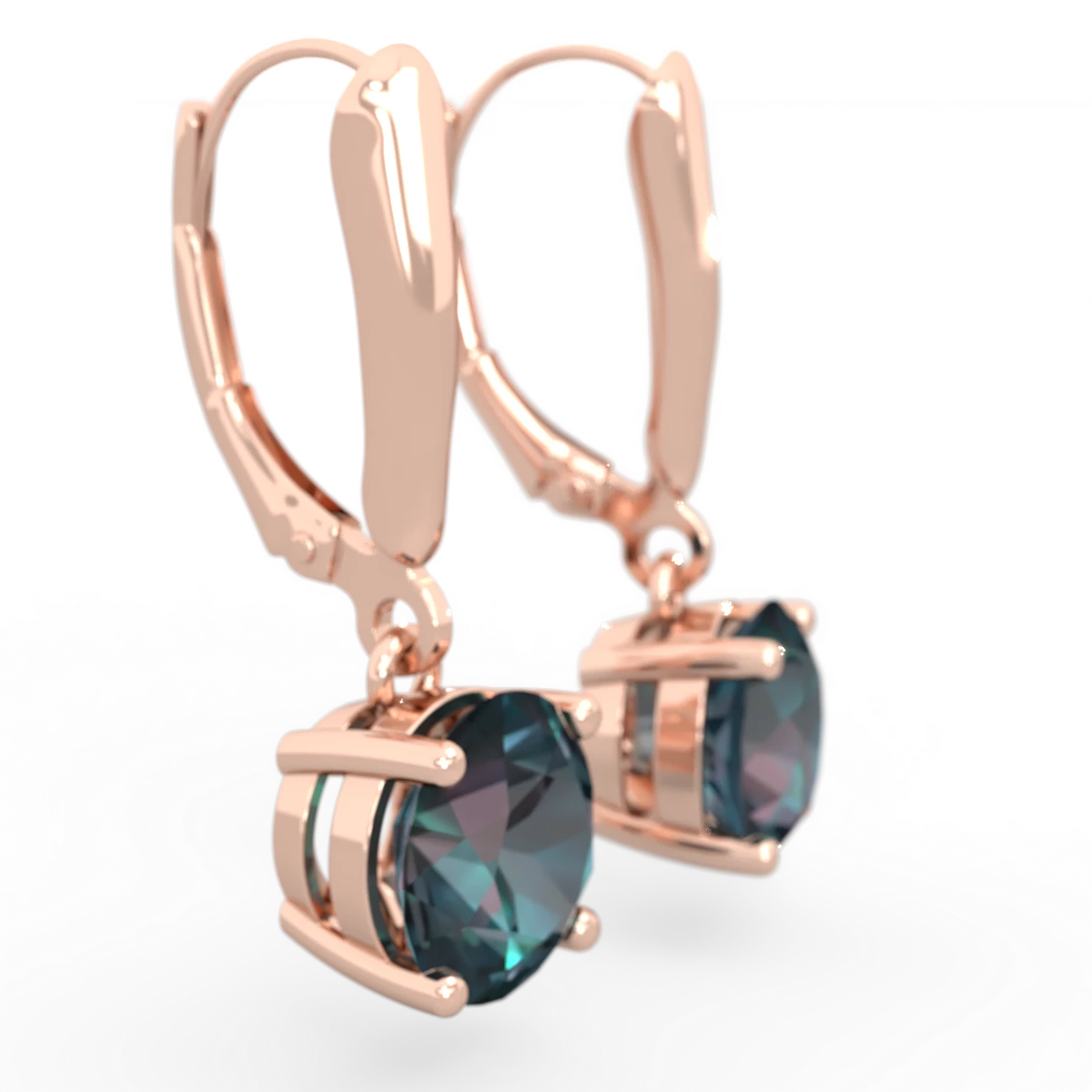 Alexandrite 8Mm  Round Lever Back 14K Rose Gold earrings E2788