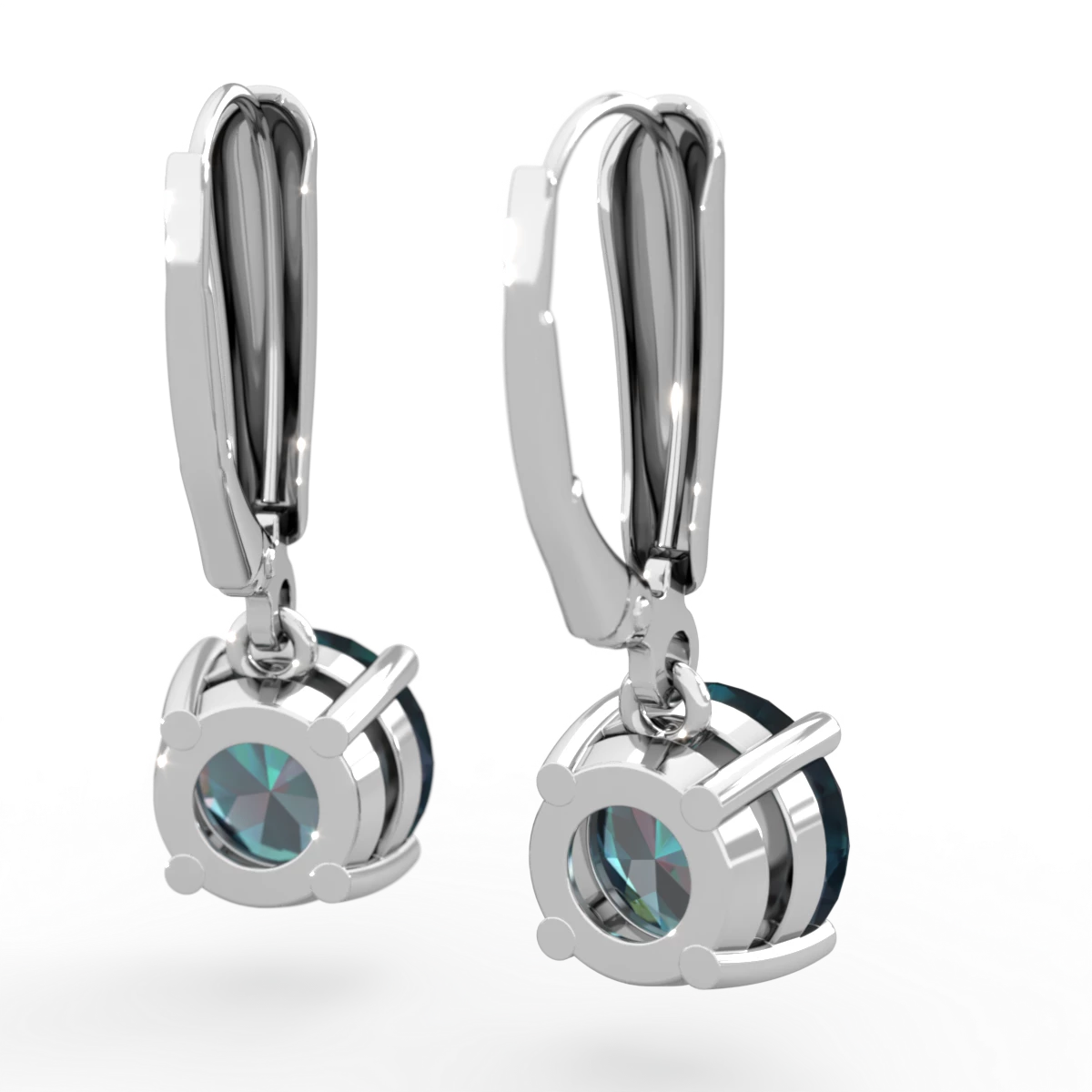 Alexandrite 8Mm  Round Lever Back 14K White Gold earrings E2788