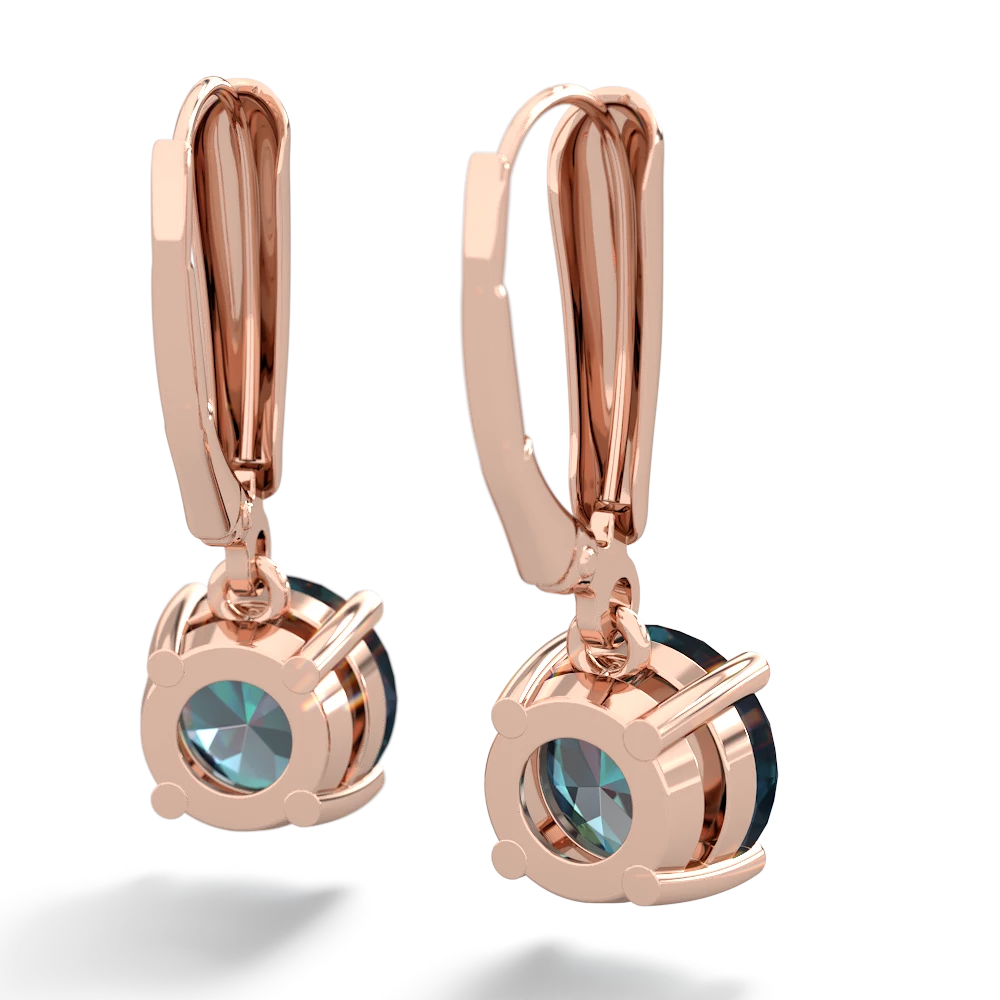 Alexandrite 8Mm  Round Lever Back 14K Rose Gold earrings E2788