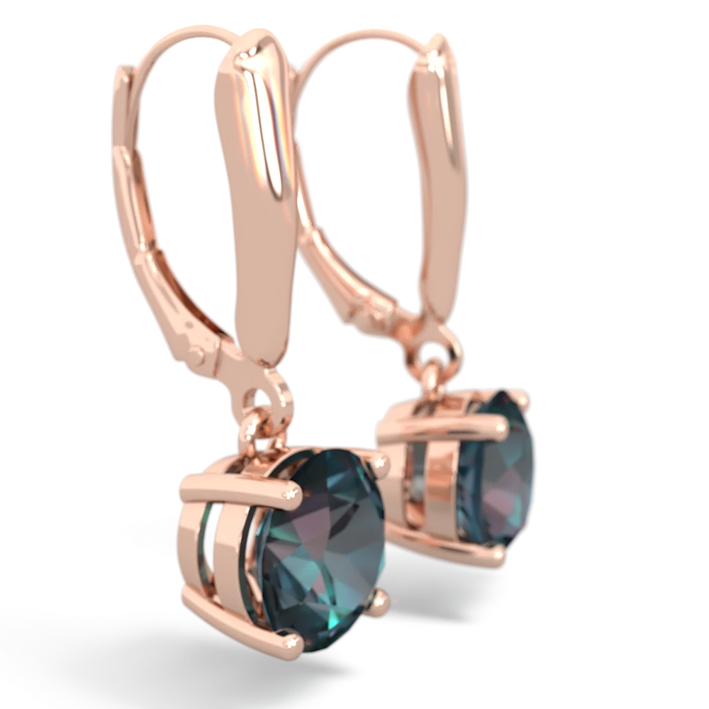 Alexandrite 8Mm  Round Lever Back 14K Rose Gold earrings E2788