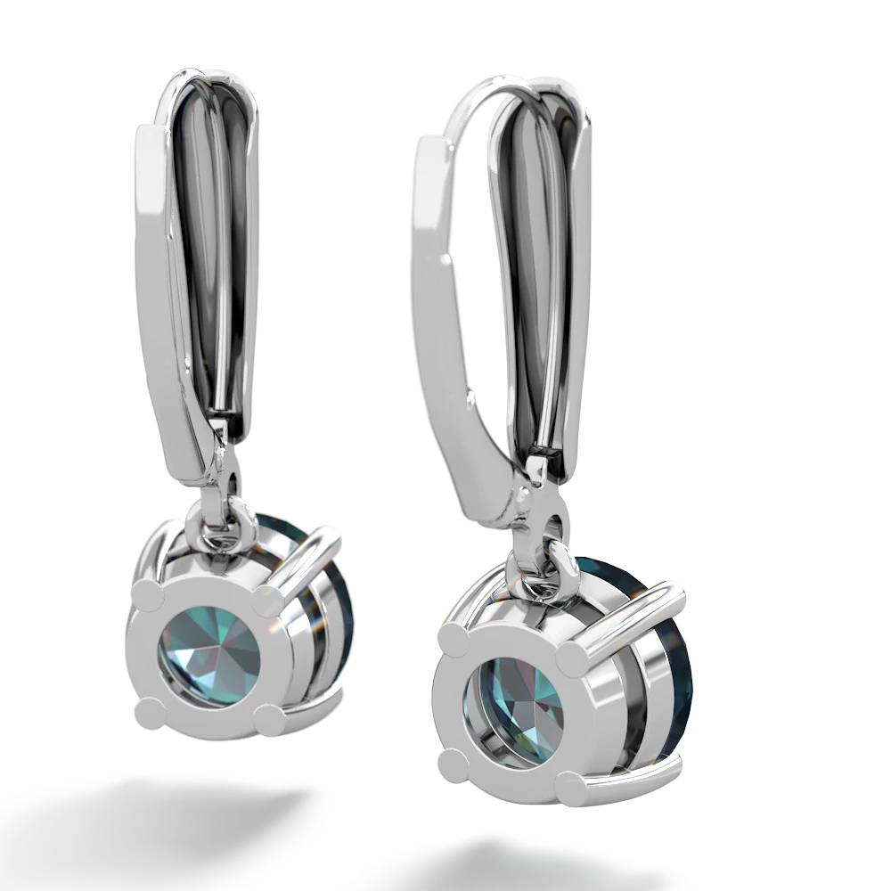 Alexandrite 8Mm  Round Lever Back 14K White Gold earrings E2788