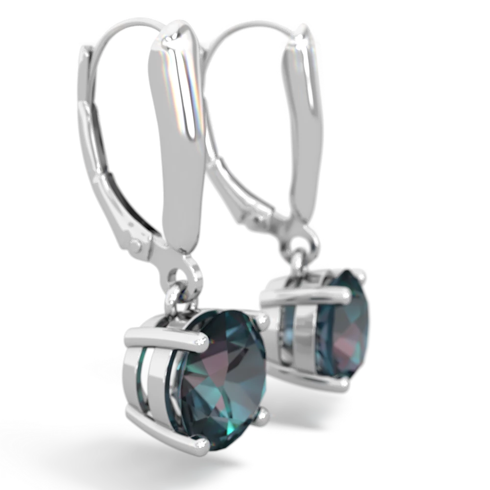 Alexandrite 8Mm  Round Lever Back 14K White Gold earrings E2788
