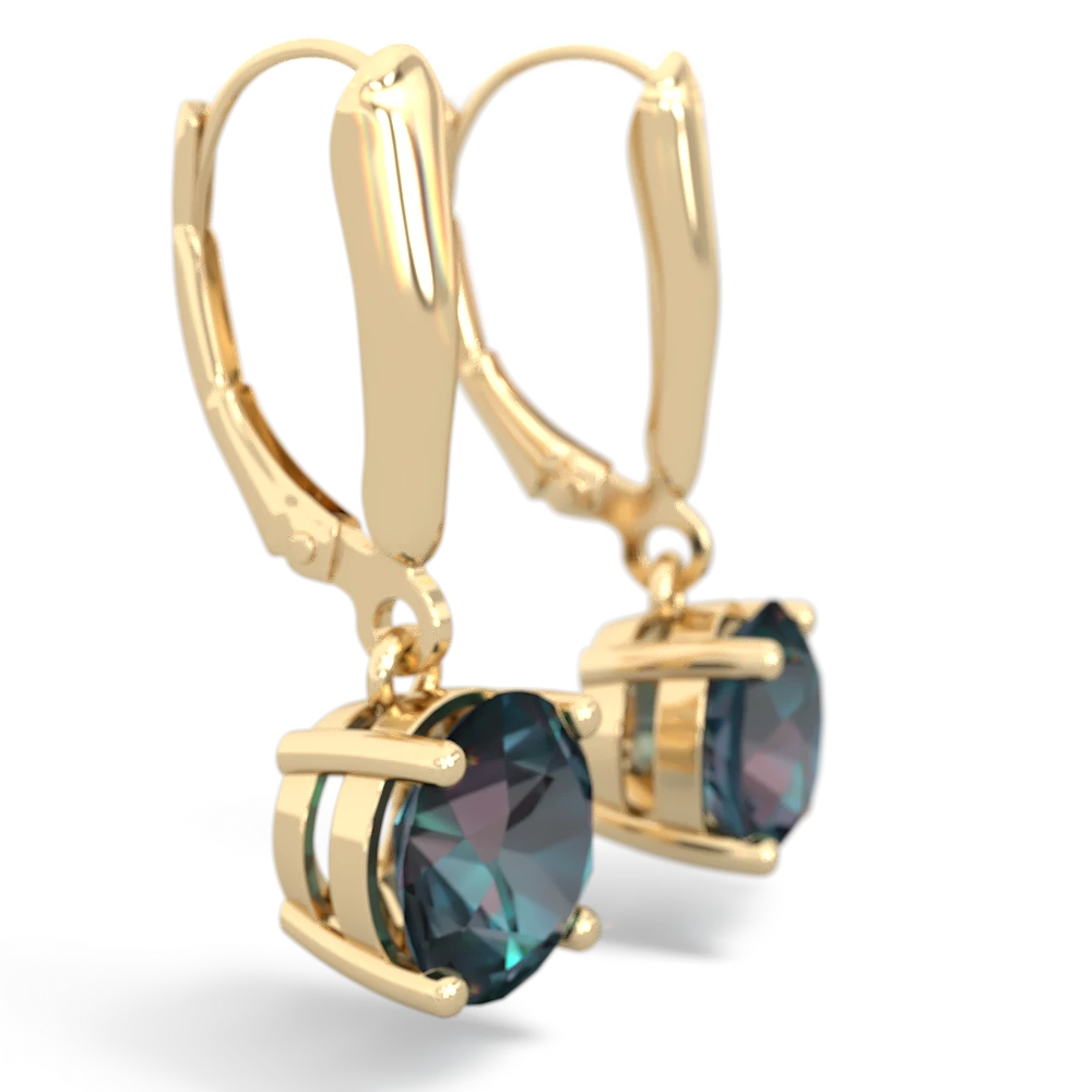 Alexandrite 8Mm Round Lever Back 14K Yellow Gold earrings E2788