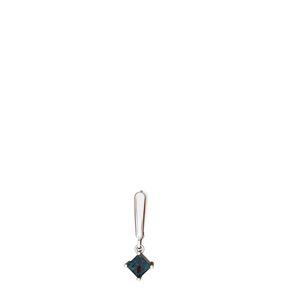Alexandrite 6Mm Princess Lever Back 14K White Gold earrings E2789