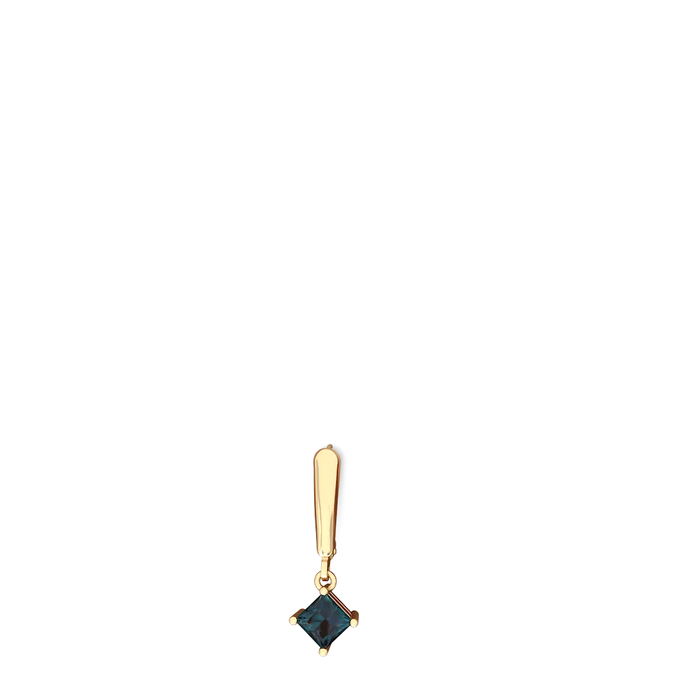 Alexandrite 6Mm Princess Lever Back 14K Yellow Gold earrings E2789