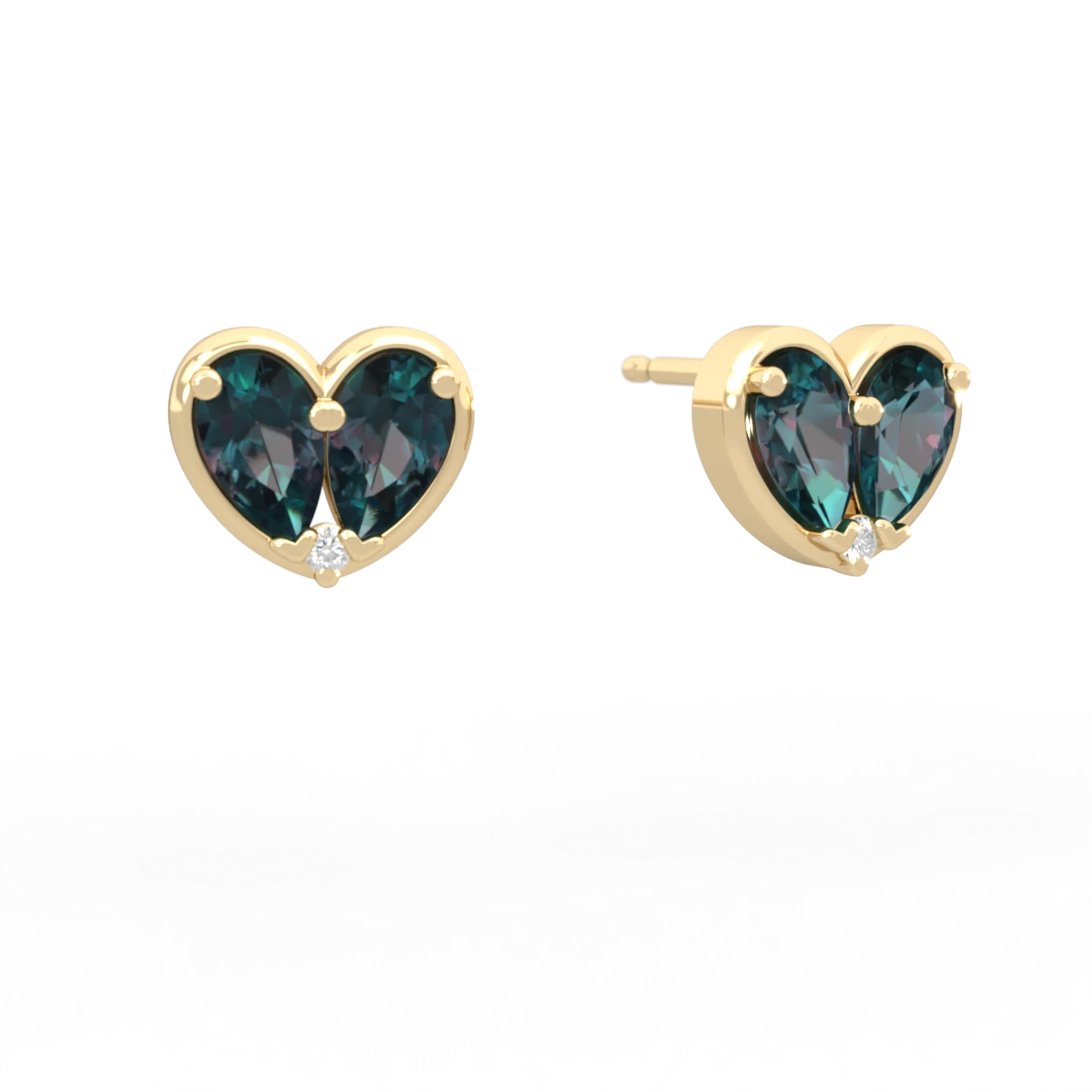 Alexandrite 'Our Heart' 14K Yellow Gold earrings E5072