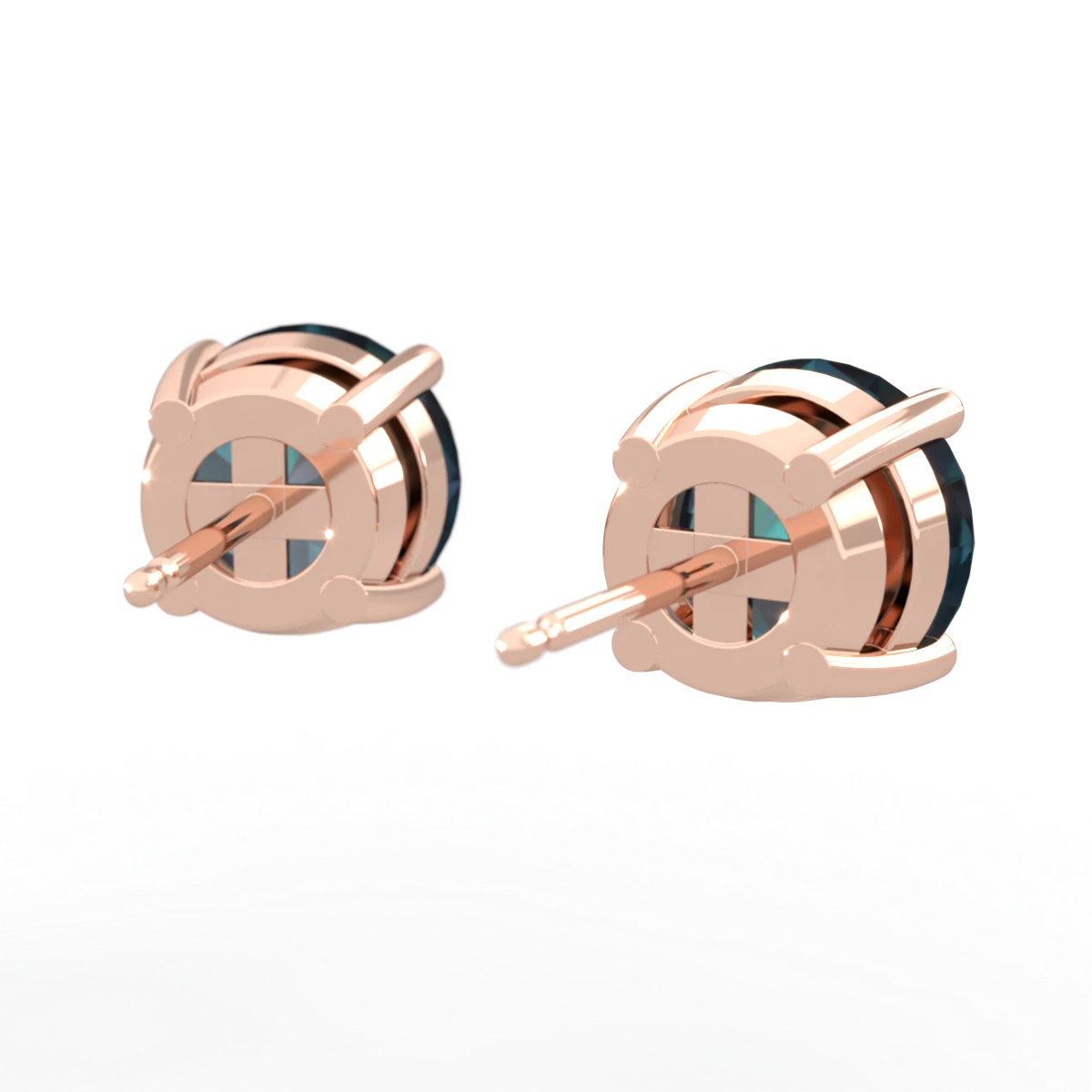 Alexandrite 8Mm Round Stud 14K Rose Gold earrings E1788