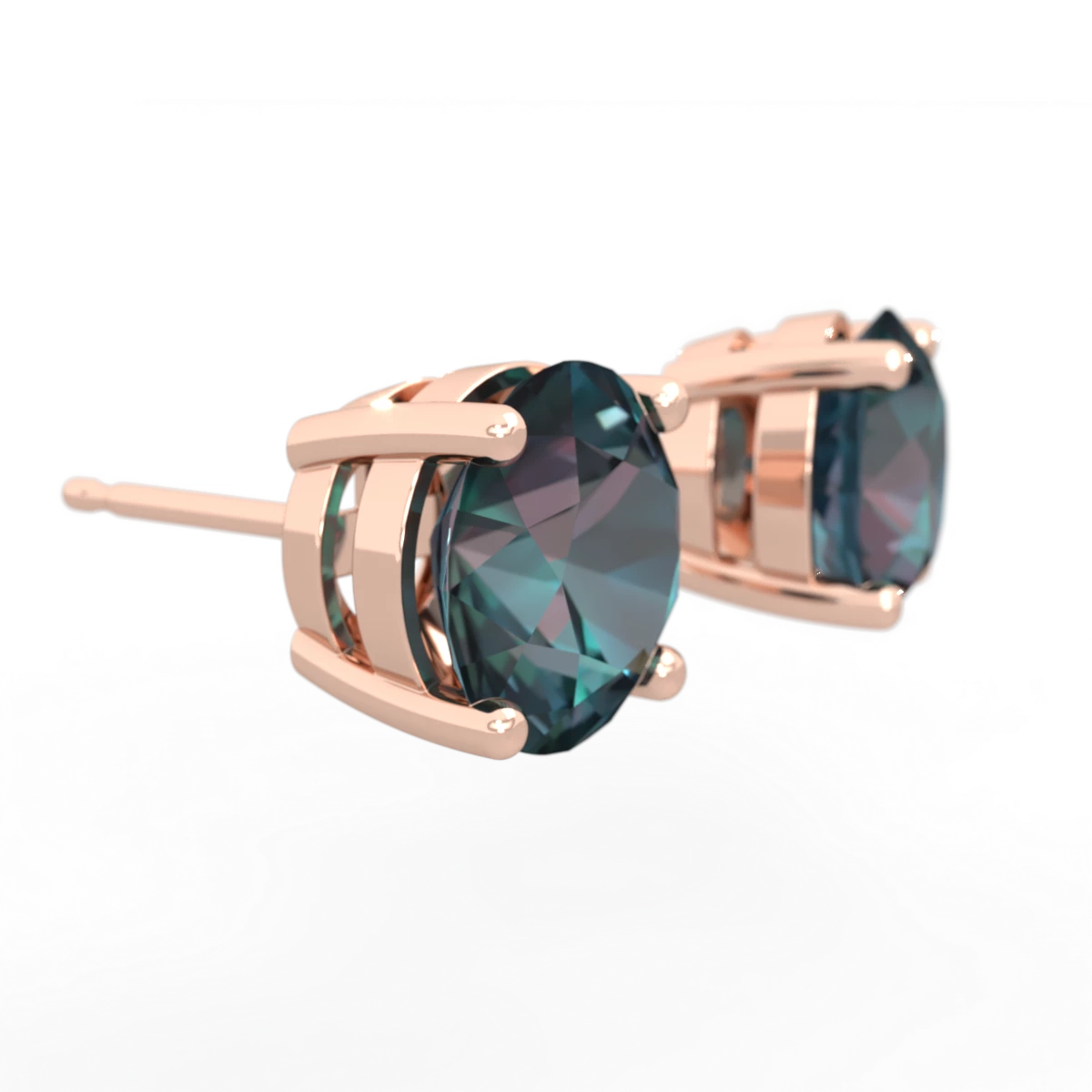 Alexandrite 8Mm Round Stud 14K Rose Gold earrings E1788