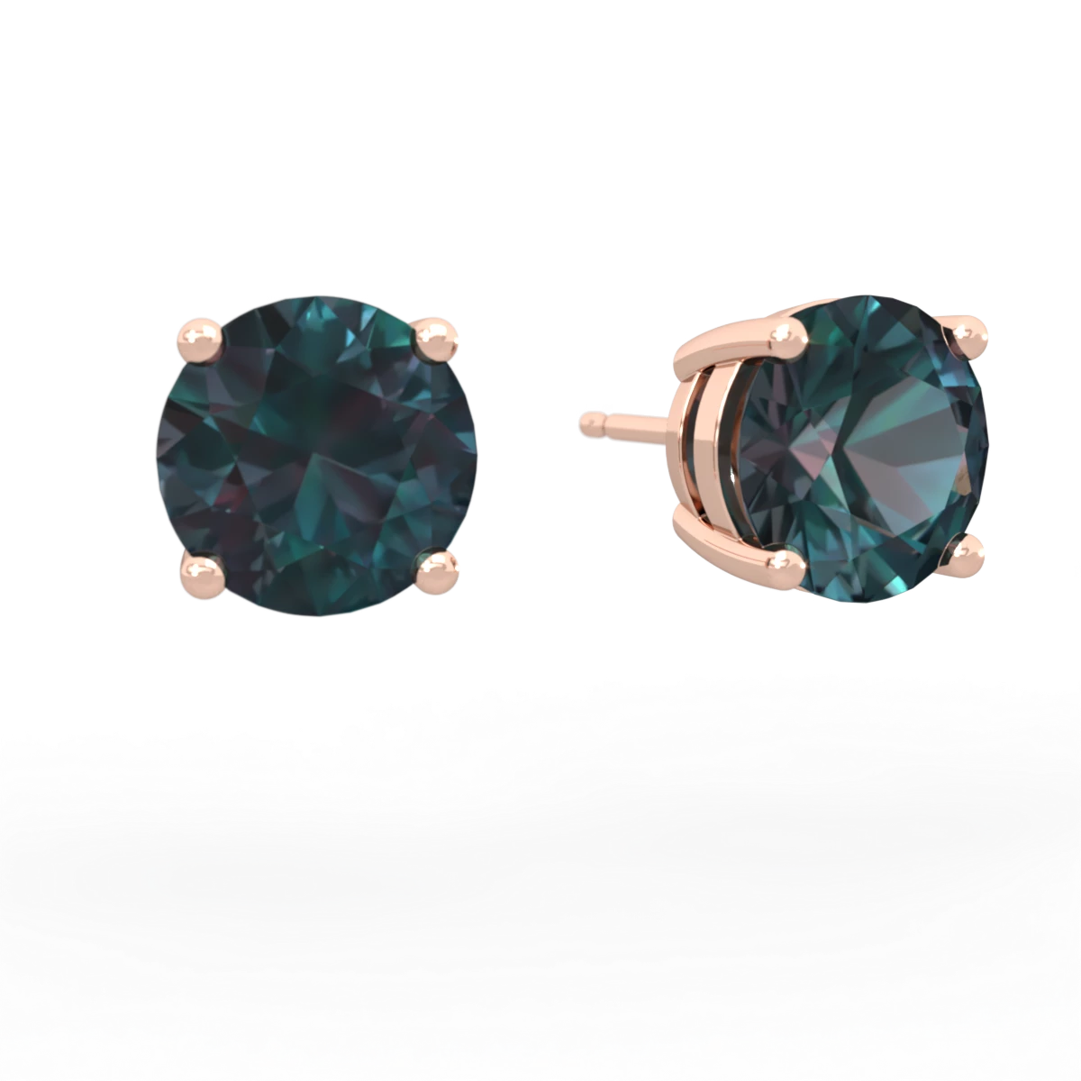 Alexandrite 8Mm Round Stud 14K Rose Gold earrings E1788