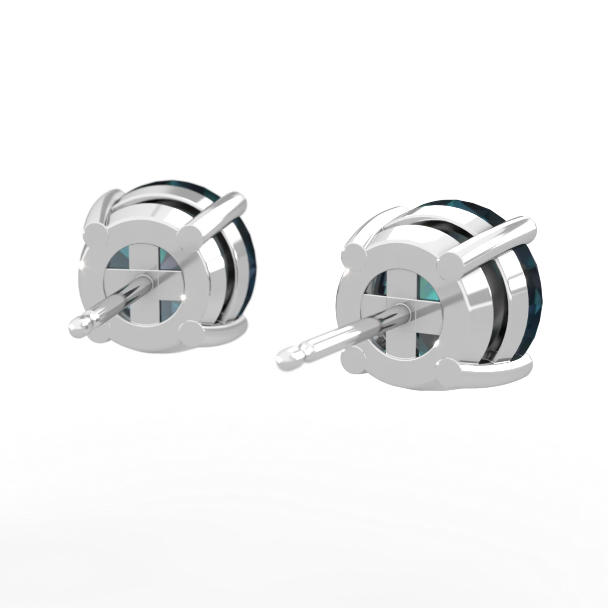 Alexandrite 8Mm Round Stud 14K White Gold earrings E1788