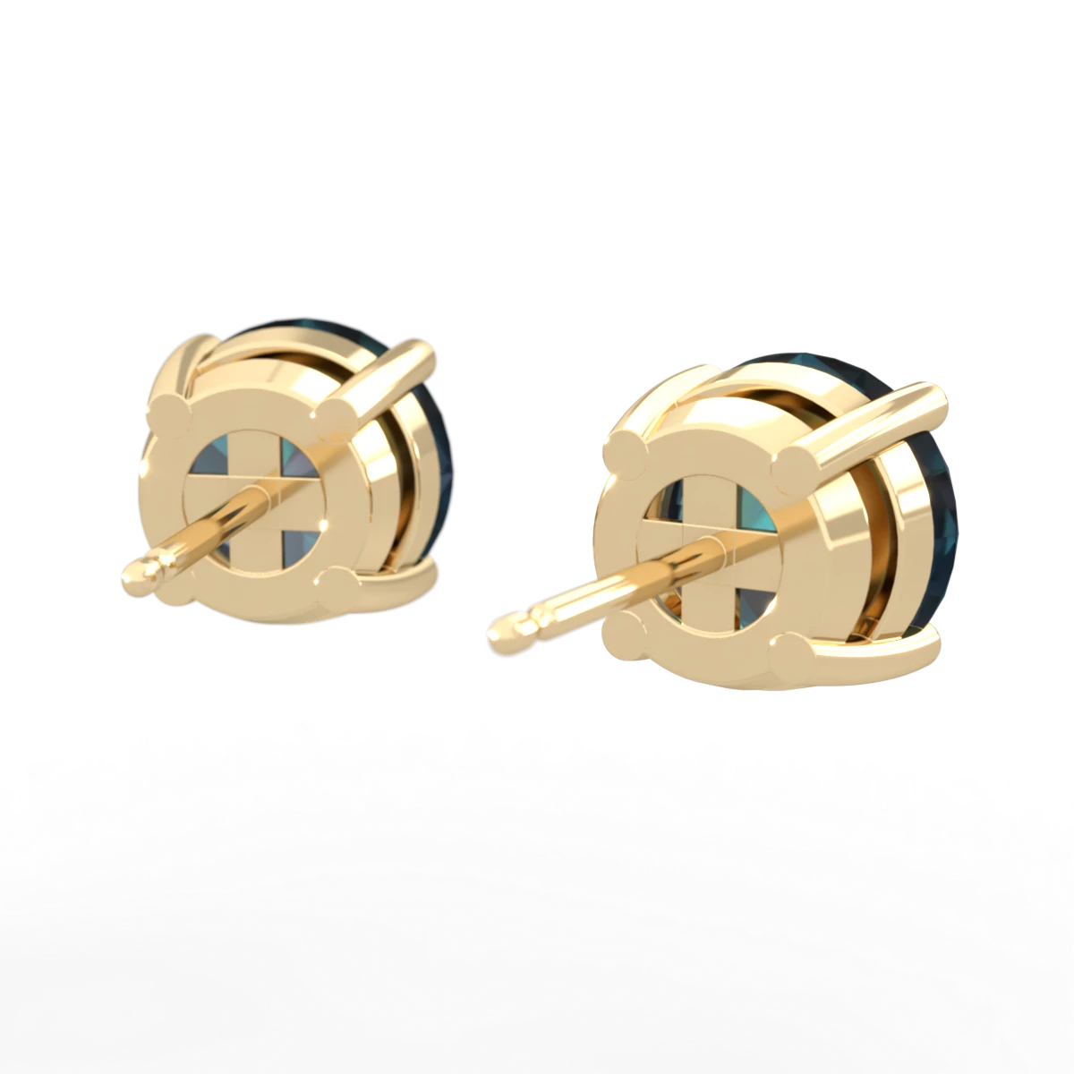 Alexandrite 8Mm Round Stud 14K Yellow Gold earrings E1788