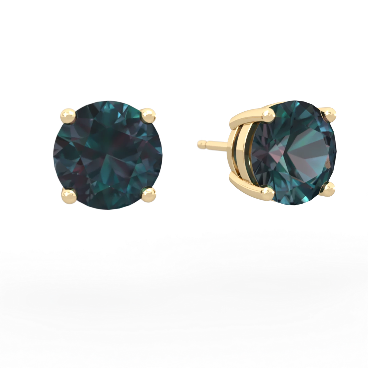 Alexandrite 8Mm Round Stud 14K Yellow Gold earrings E1788