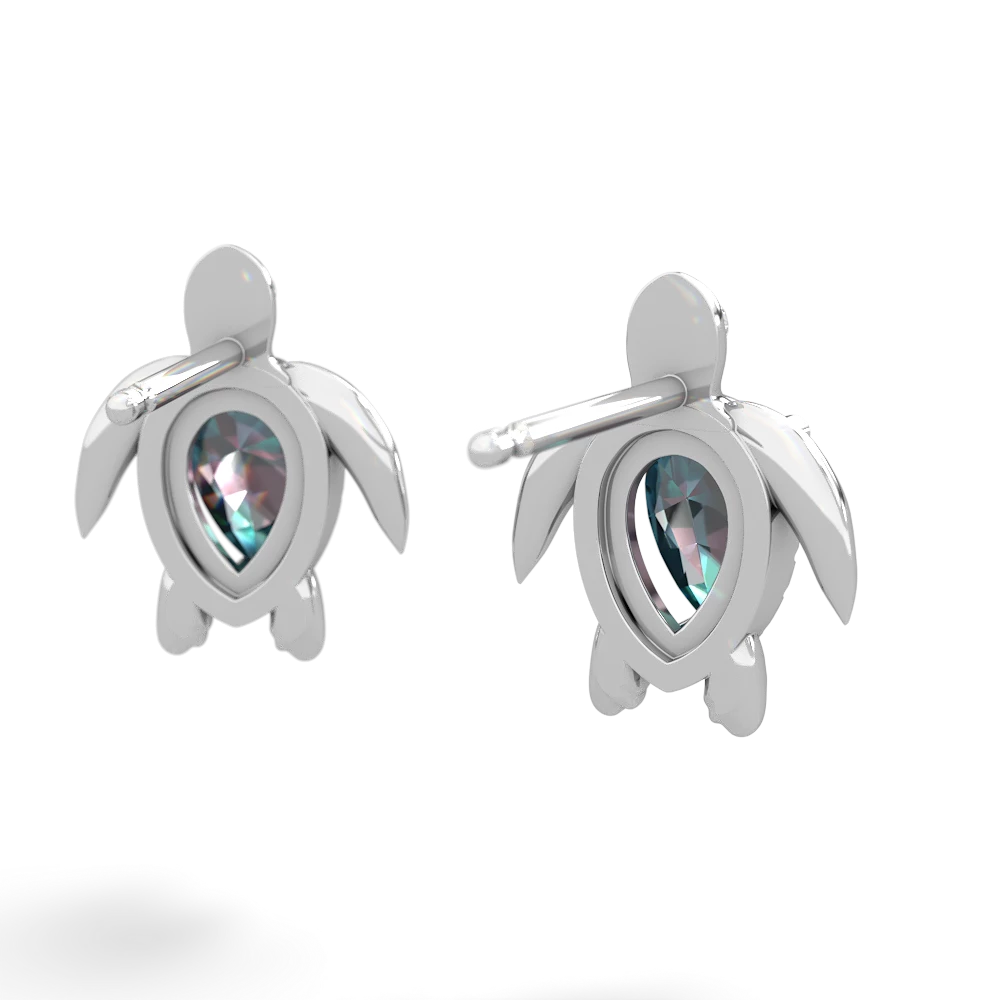 Alexandrite Baby Sea Turtle earrings 14K White Gold JewelsForMe