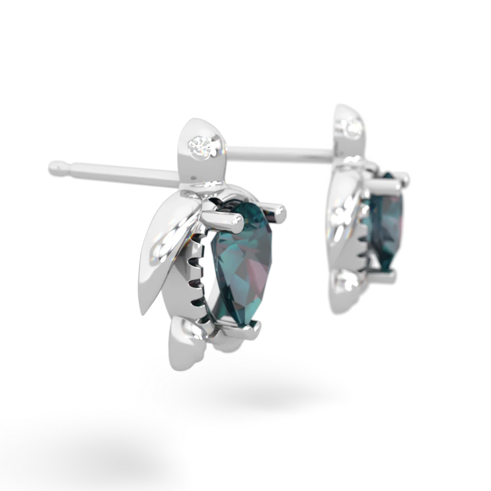 Alexandrite Baby Sea Turtle earrings 14K White Gold JewelsForMe