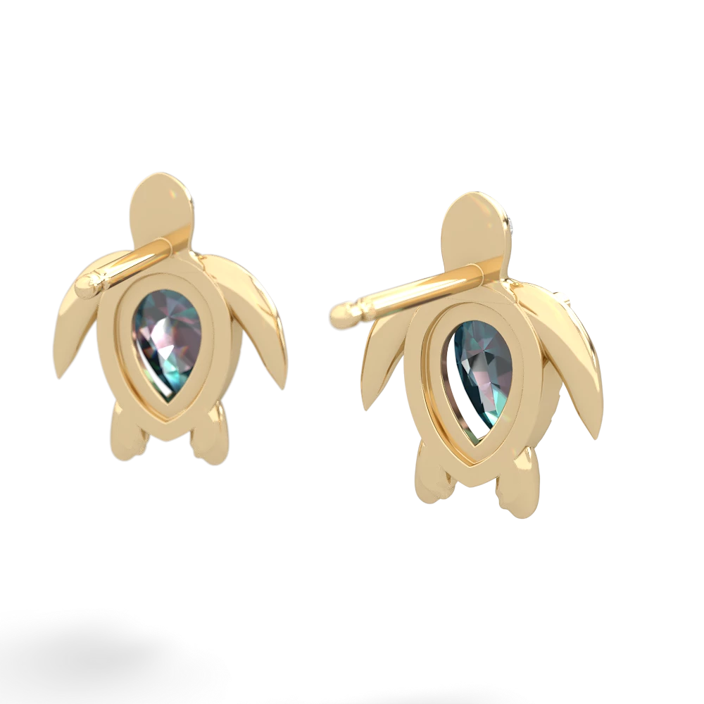 Alexandrite Baby Sea Turtle 14K Yellow Gold earrings E5241