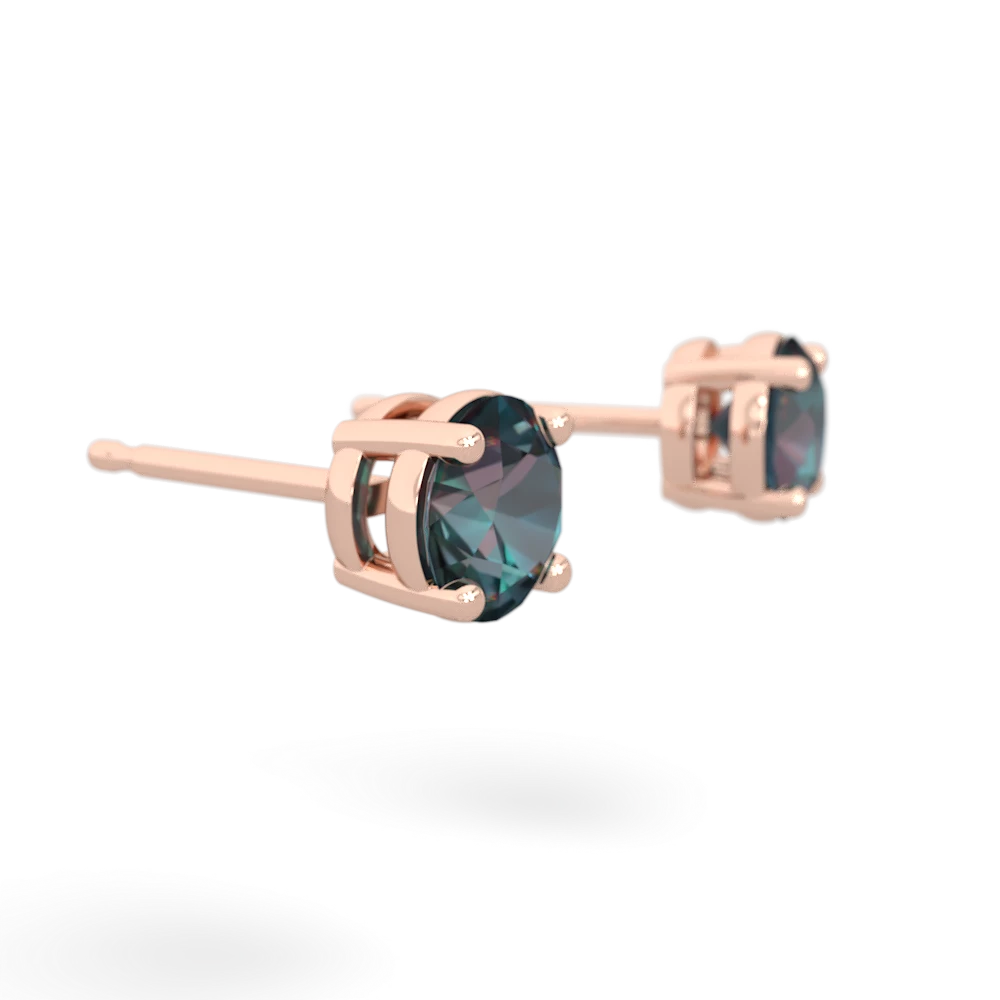 Alexandrite 5Mm Round Stud 14K Rose Gold earrings E1785