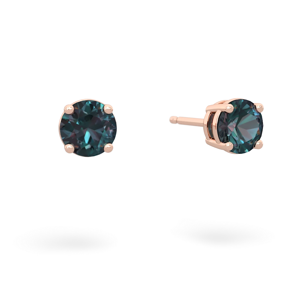 Alexandrite 5Mm Round Stud 14K Rose Gold earrings E1785