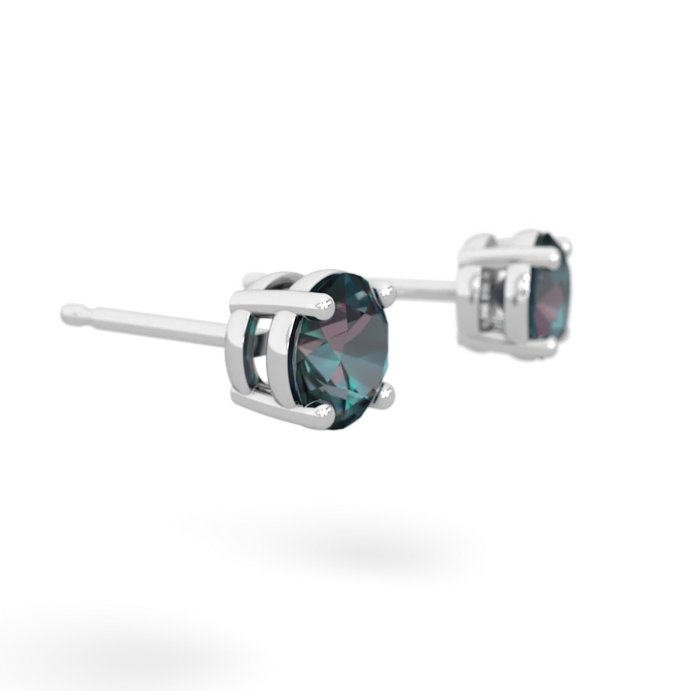 Alexandrite 5Mm Round Stud 14K White Gold earrings E1785