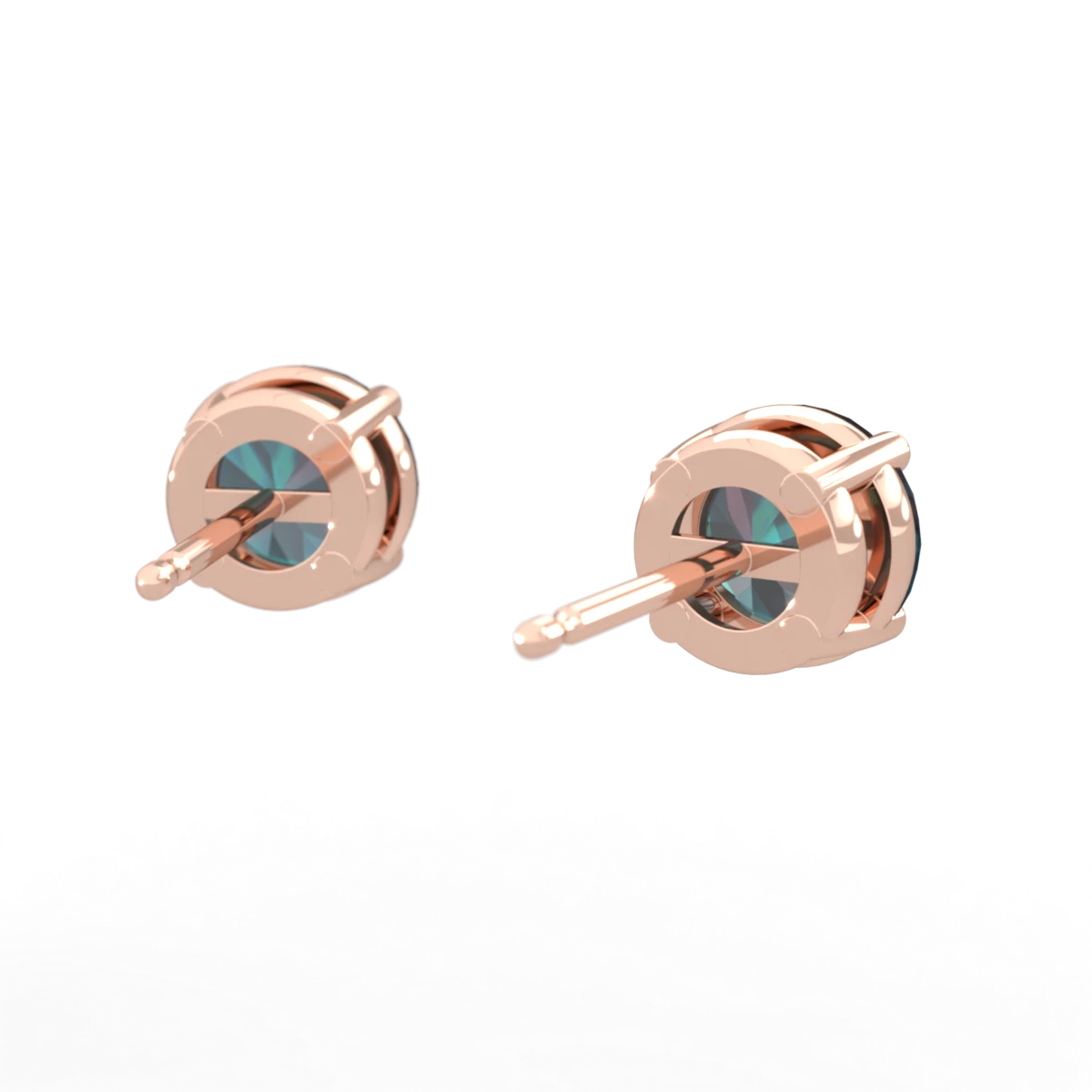Alexandrite 6Mm Round Stud 14K Rose Gold earrings E1786