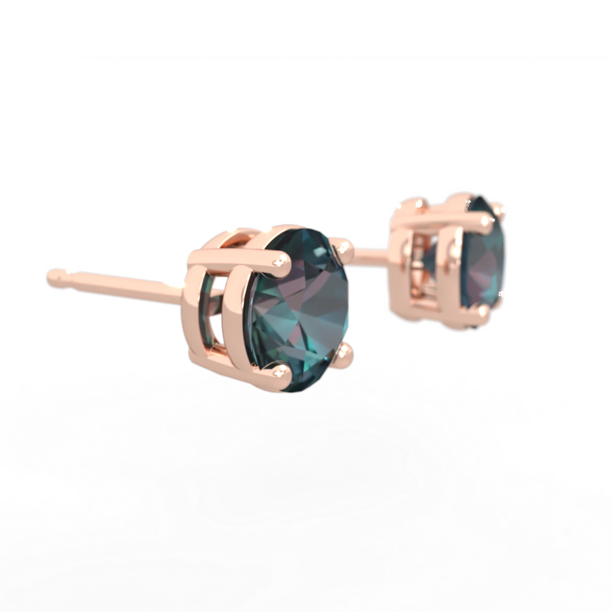 Alexandrite 6Mm Round Stud 14K Rose Gold earrings E1786
