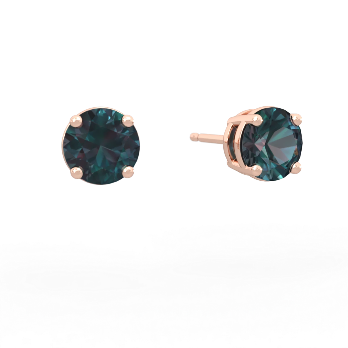 Alexandrite 6Mm Round Stud 14K Rose Gold earrings E1786