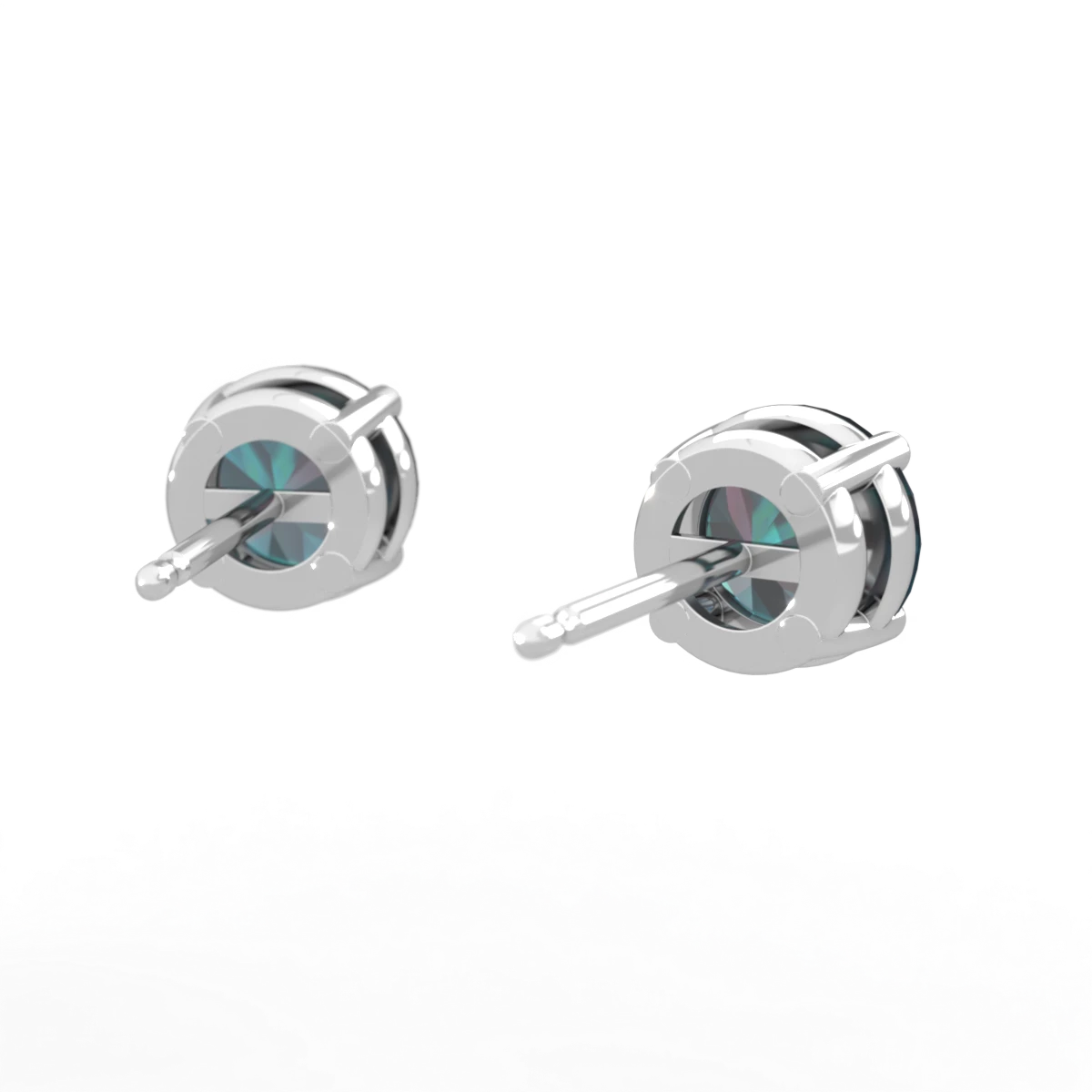 Alexandrite 6Mm Round Stud 14K White Gold earrings E1786