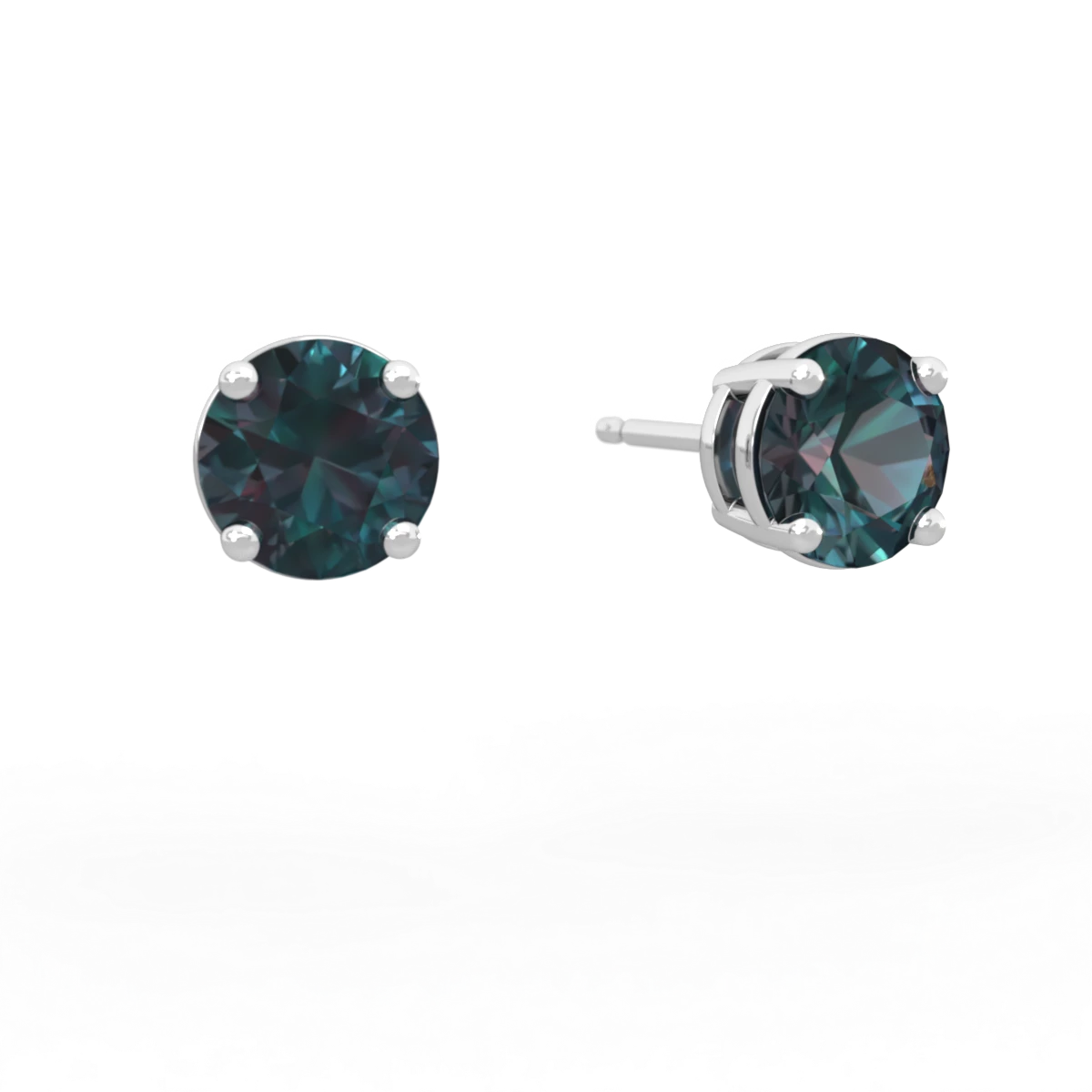 Alexandrite 6Mm Round Stud 14K White Gold earrings E1786