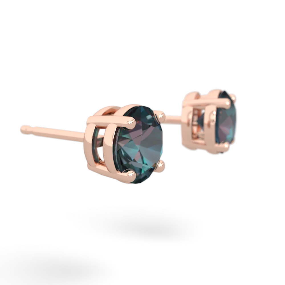 Alexandrite 6Mm Round Stud 14K Rose Gold earrings E1786