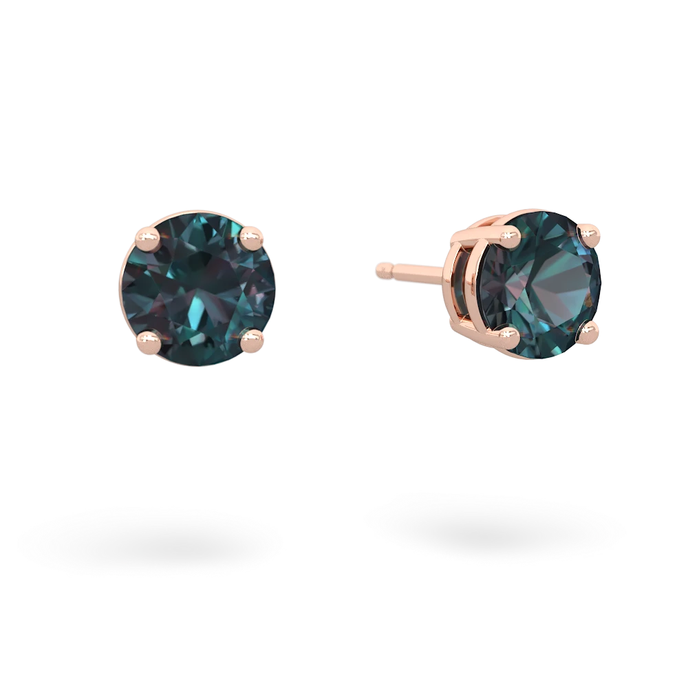 Alexandrite 6Mm Round Stud 14K Rose Gold earrings E1786