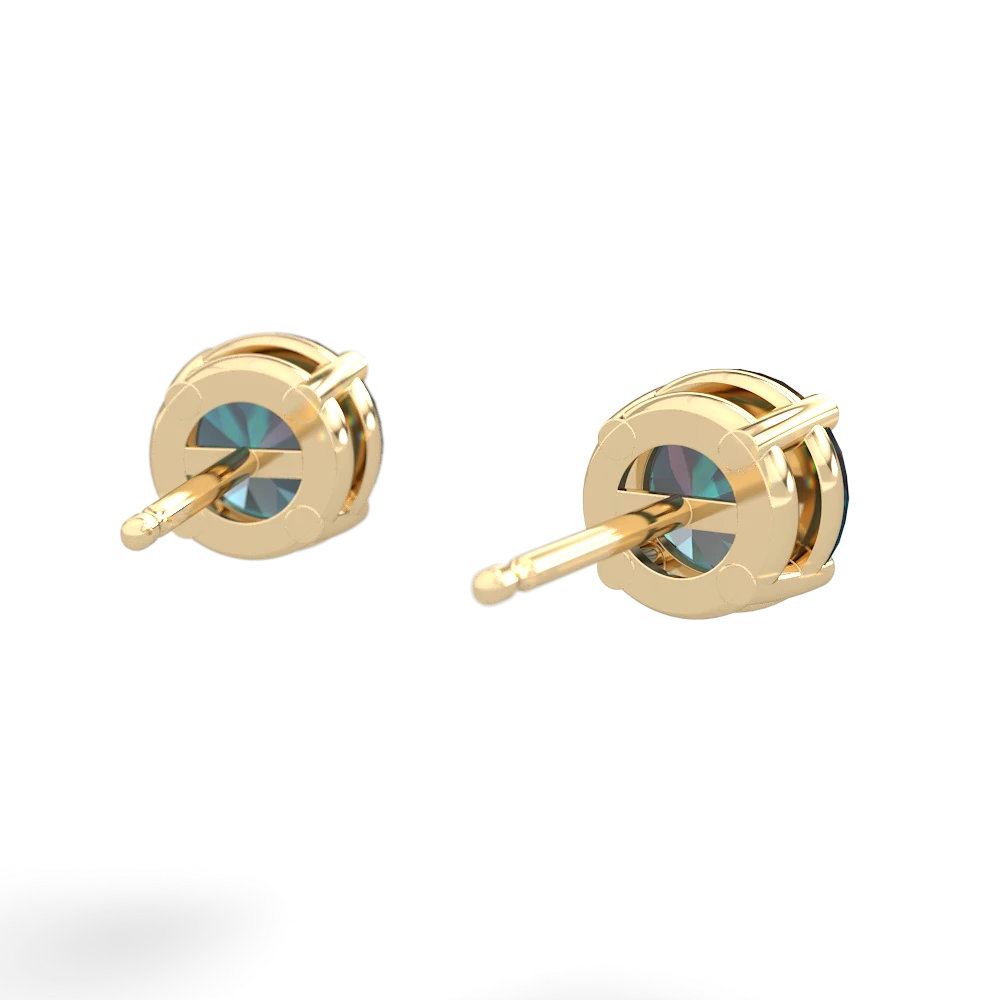 Alexandrite 6Mm Round Stud 14K Yellow Gold earrings E1786