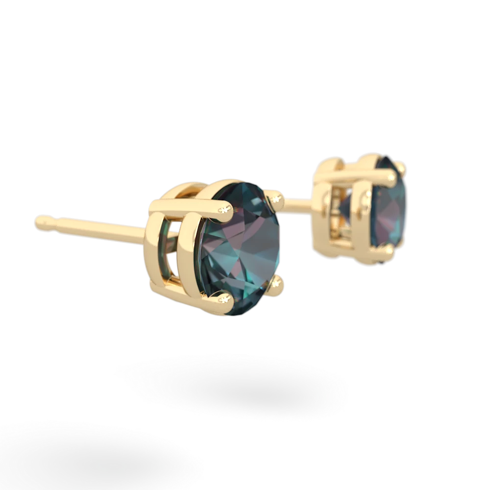 Alexandrite 6Mm Round Stud 14K Yellow Gold earrings E1786