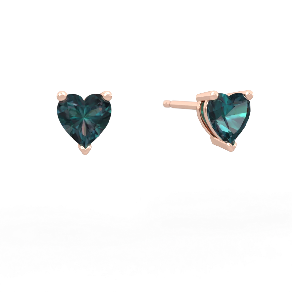 Alexandrite 5Mm Heart Stud 14K Rose Gold earrings E1861