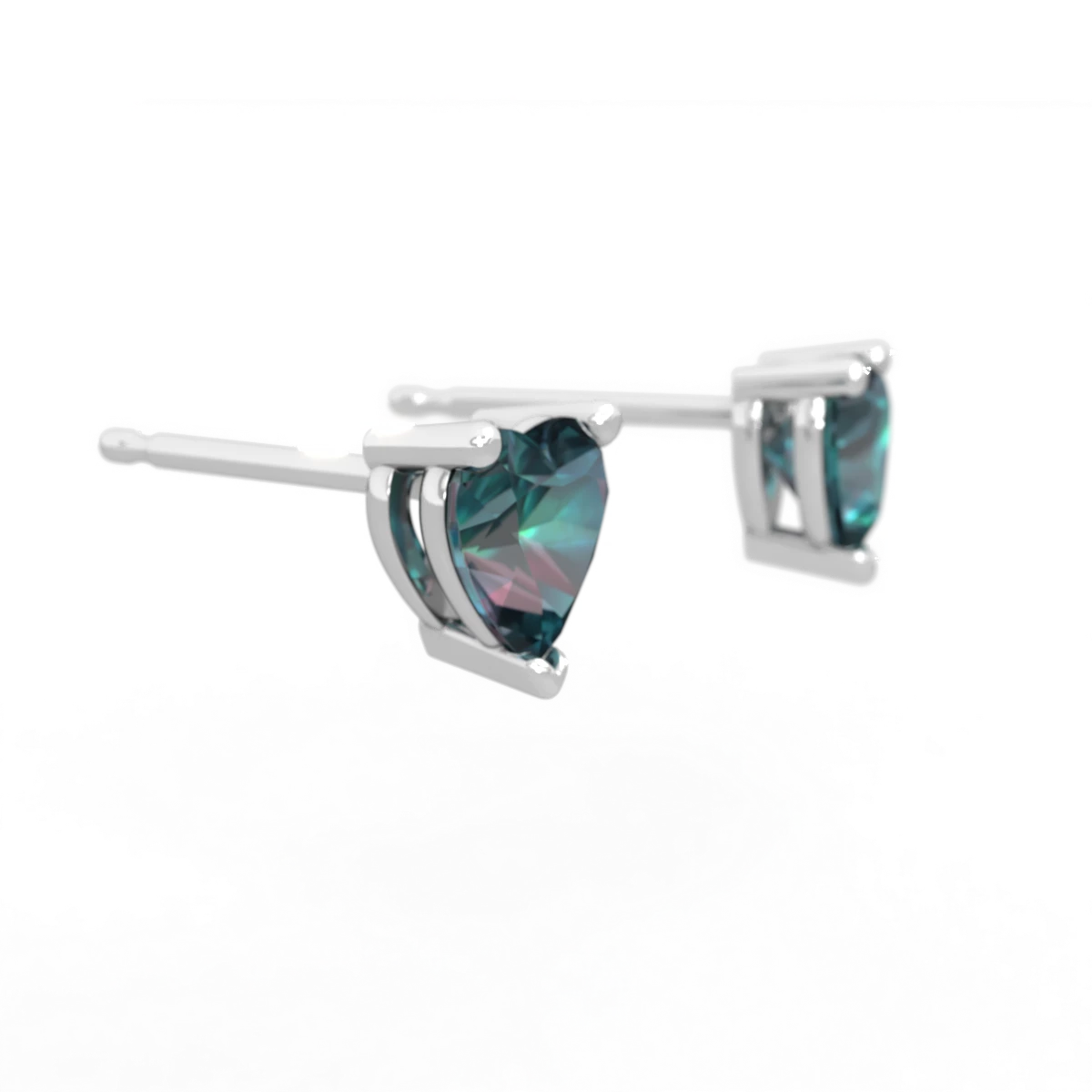 Alexandrite 5Mm Heart Stud 14K White Gold earrings E1861