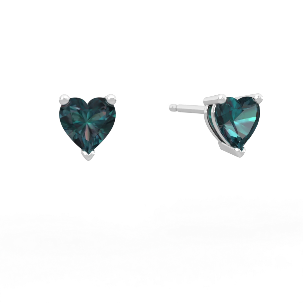 Alexandrite 5Mm Heart Stud 14K White Gold earrings E1861